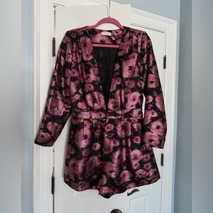 Ramy Brook Pink and Black Floral Romper